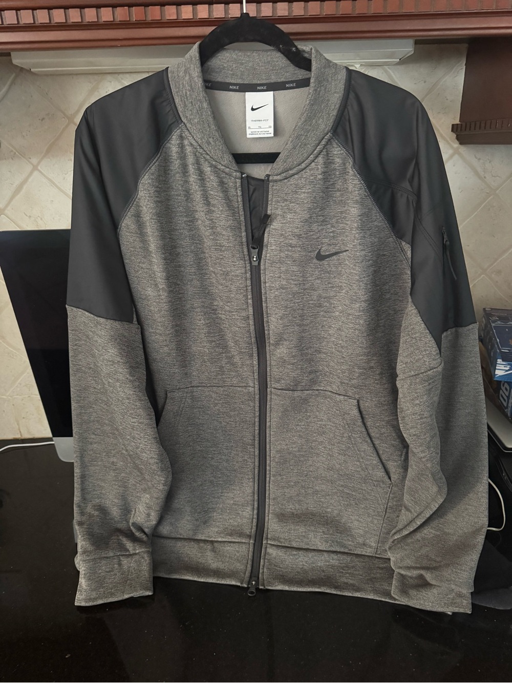 Nike Men’s Gray and Black Lightweight Bomber Jacket